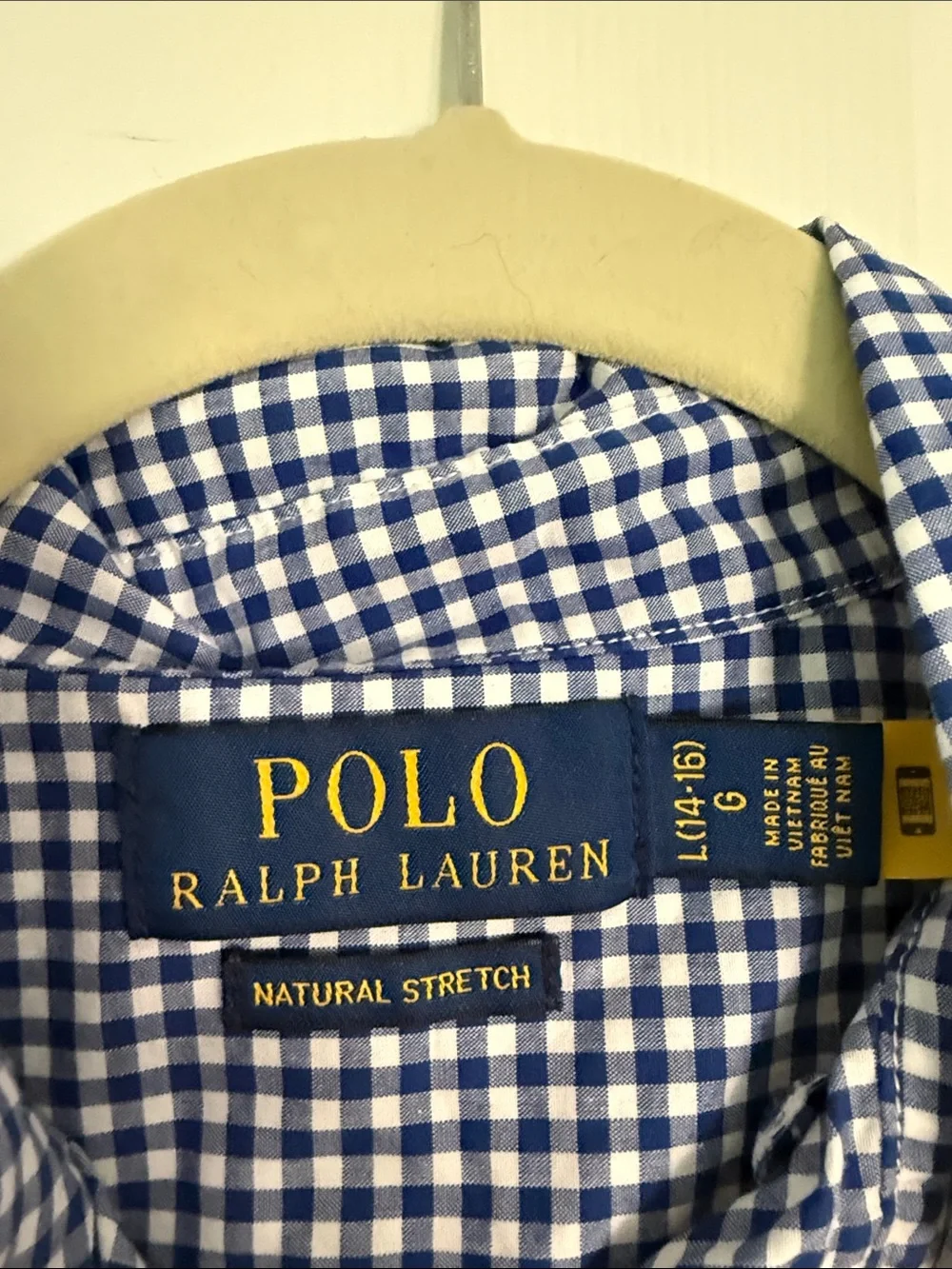 Boy’s Ralph Lauren Navy and White Gingham Button-Down Shirt